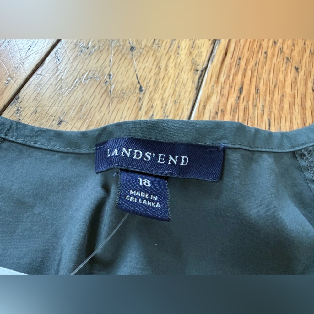 Lands’ End Cotton Blend Belted Midi Dress Grayish Green Women’s Size 18 NWOT - Picture 6 of 12